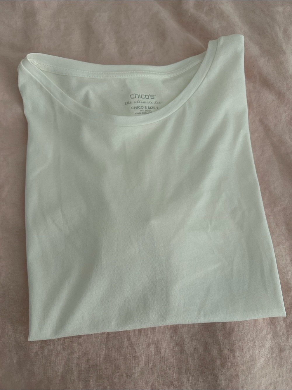 Chico's White Short-Sleeve Crew Tee NWT (Chicos size 2) Large